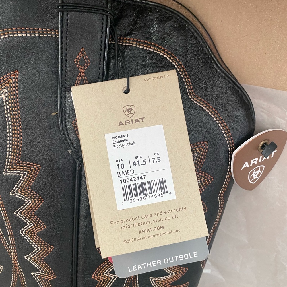 Ariat Black and Brown Western Heeled Riding Boots - Picture 8 of 12